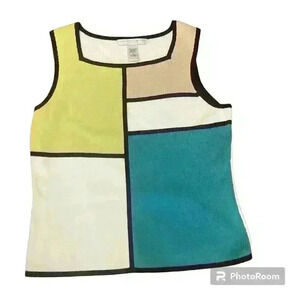 Vintage Geoffrey Beene Colorblock Sleeveless Sweater Size Large Retro 80s Shell